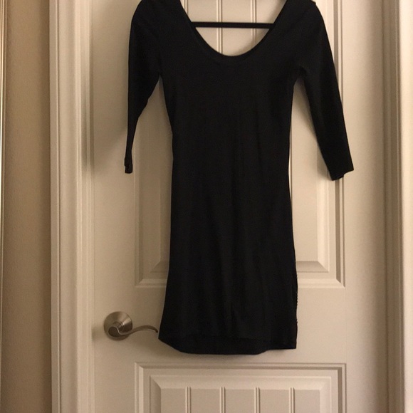 Black 3 quarter sleeve dress with embellishments - Picture 3 of 3